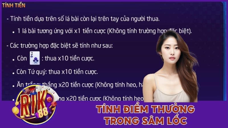 Cách tính điểm thưởng trong Sâm Rik88